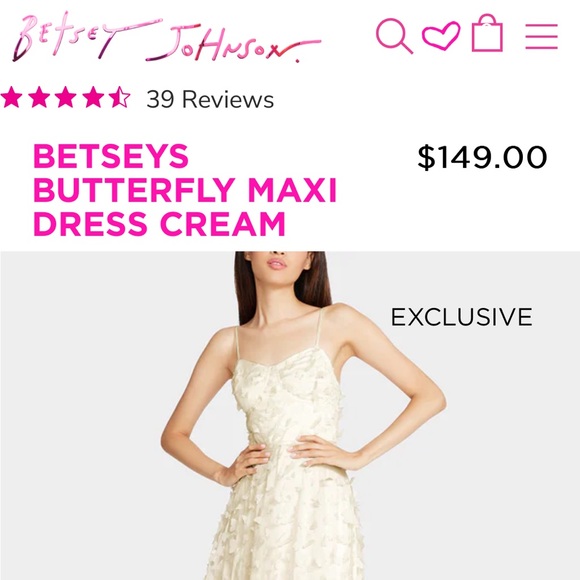 Ivory 3D Butterfly Appliqué Dress NWT - Picture 1 of 3